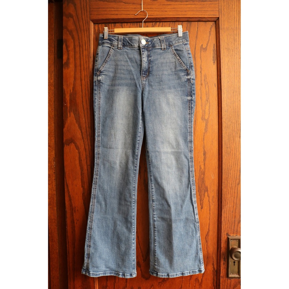 WIT and WISDOM Ab Solution Flare Jeans Women Size 6 Blue Denim Faux Back Pockets
